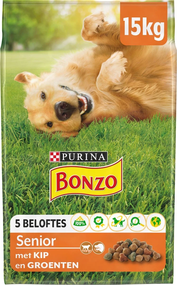 Bonzo (Friskies) Droog Senior Kip En Groenten - Hondenvoeding - 15kg 3 Bonzo (Friskies) Droog Senior Kip En Groenten - Hondenvoeding - 15kg