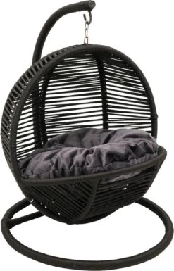 Merkloos Mini Hangstoel Swing Simba Kat / Hond Zwart | Grijze Kussen
