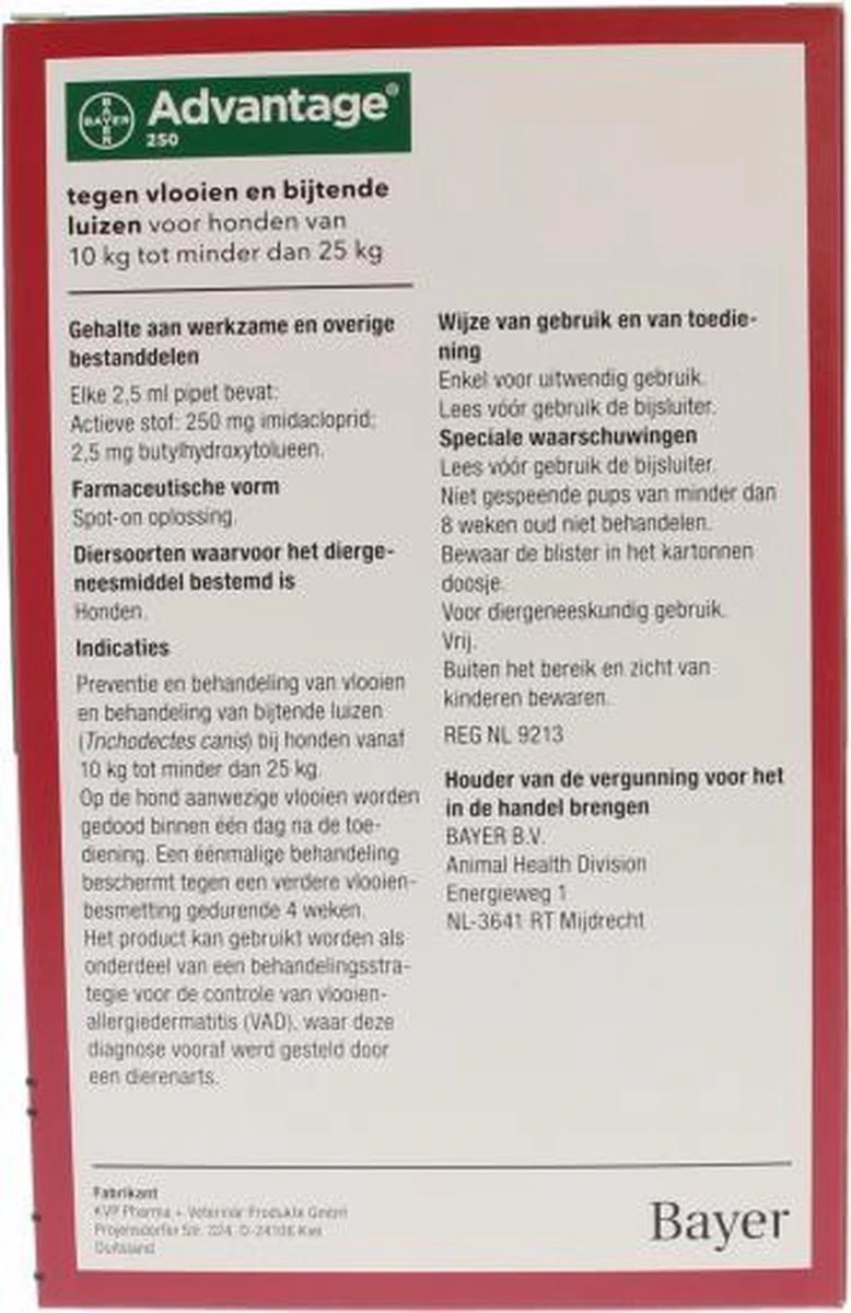 Bayer Advantage 250 Vlooiendruppels Hond 10-25 Kg - 4 Pipetten 9 Bayer Advantage 250 Vlooiendruppels Hond 10-25 Kg - 4 Pipetten - Afbeelding 7