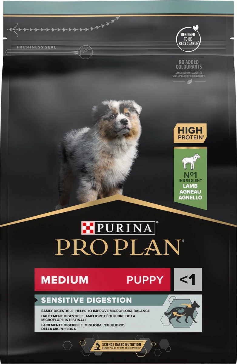 Pro Plan Medium Puppy Sensitive Digestion - Honden Droogvoer - Lam - 4 X 3 Kg 3 Pro Plan Medium Puppy Sensitive Digestion - Honden Droogvoer - Lam - 4 X 3 Kg