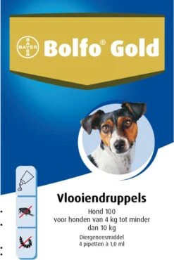 Bayer Bolfo Gold 100 Anti Vlooienmiddel Hond - 4 Tot 10 Kg - 2 Pipetten