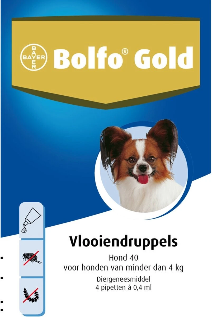Bayer Bolfo Gold 40 Anti Vlooienmiddel - Hond - 0 Tot 4 Kg - 2 Pipetten 3 Bayer Bolfo Gold 40 Anti Vlooienmiddel - Hond - 0 Tot 4 Kg - 2 Pipetten