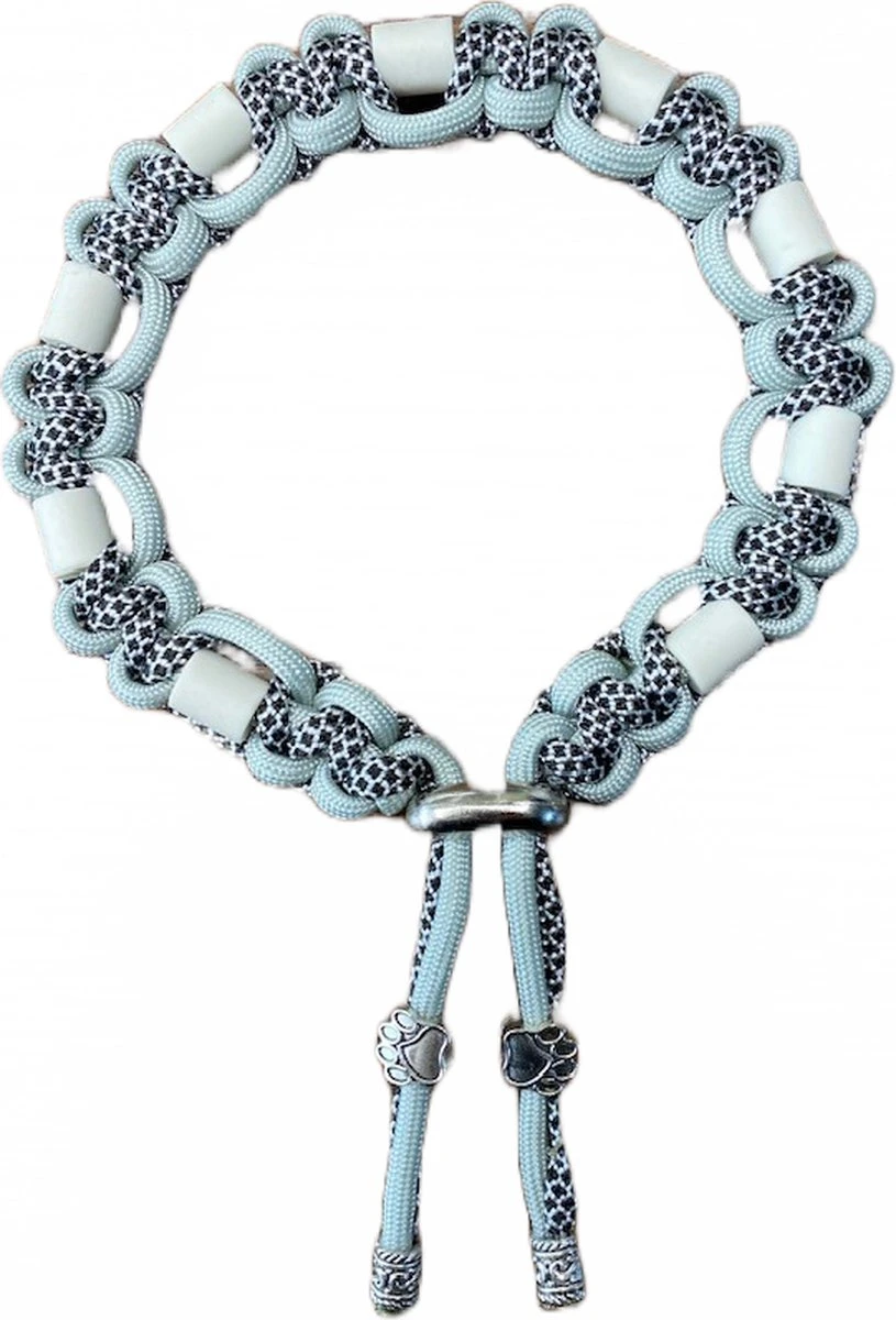 Anti-tekenband Amigo - Vlooienband - Voor Hond - Met 9 Stuks Originele EM Kralen Lichtgrijs - Maat M - Lengte Geknoopt Deel 30 Cm - Instelbaar Tot 40 Cm - Kleur Grijs Zwart Met Zilver 3 Anti-tekenband Amigo - Vlooienband - Voor Hond - Met 9 Stuks Originele EM Kralen Lichtgrijs - Maat M - Lengte Geknoopt Deel 30 Cm - Instelbaar Tot 40 Cm - Kleur Grijs Zwart Met Zilver