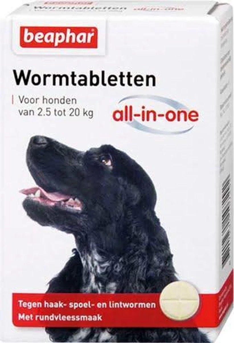 Beaphar All In One Ontwormingsmiddel - Hond 2.5-40 Kg - 4 Tabletten 4 Beaphar All In One Ontwormingsmiddel - Hond 2.5-40 Kg - 4 Tabletten - Afbeelding 2