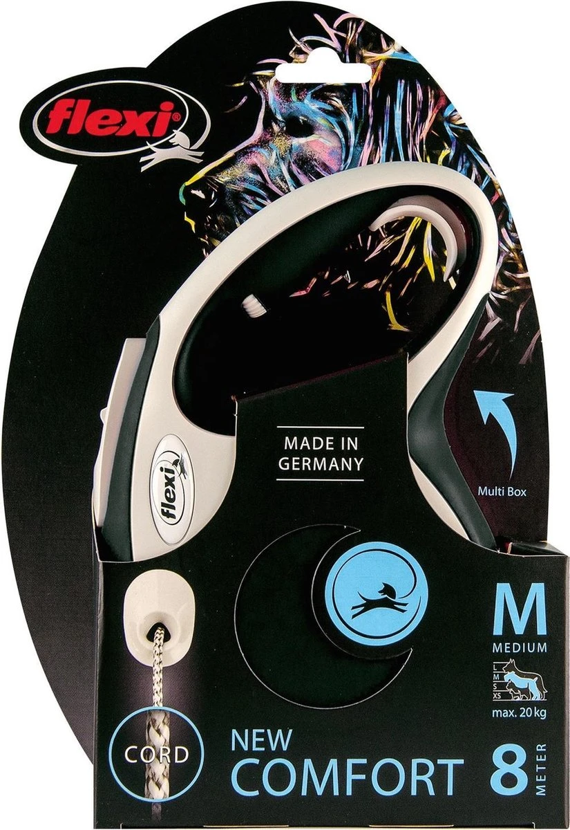 Flexi Rollijn New Comfort Koord M Zwart&Lichtgrijs - Hondenriem - 8 M 4 Flexi Rollijn New Comfort Koord M Zwart&Lichtgrijs - Hondenriem - 8 M - Afbeelding 2