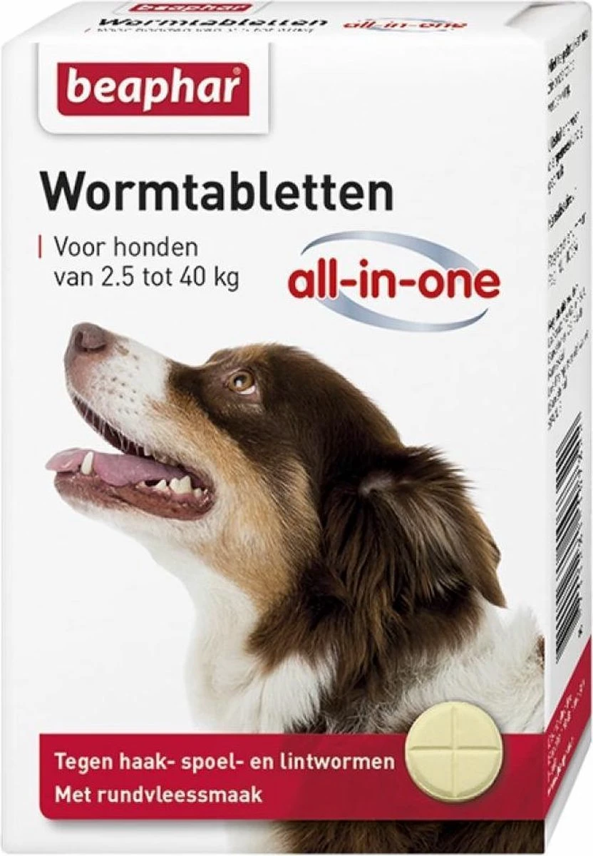 Beaphar All In One Ontwormingsmiddel - Hond 2.5-40 Kg - 4 Tabletten 3 Beaphar All In One Ontwormingsmiddel - Hond 2.5-40 Kg - 4 Tabletten