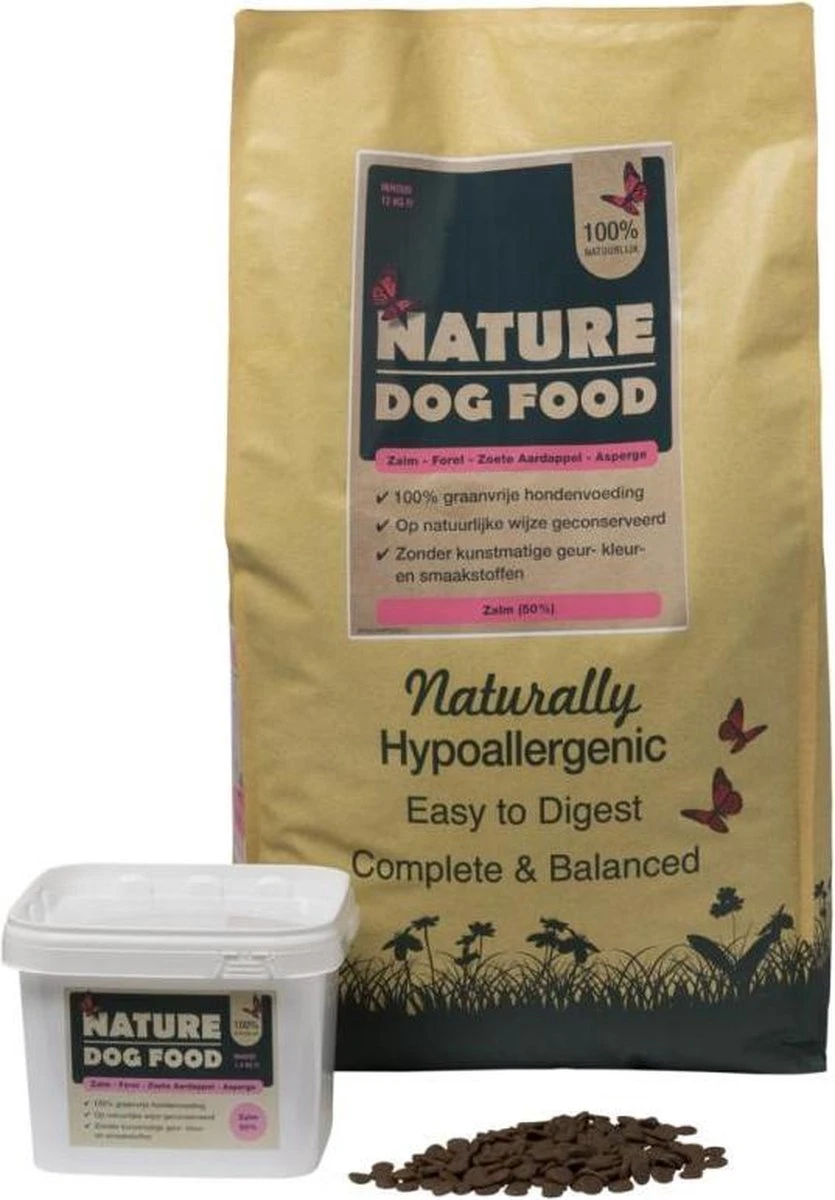 Nature Dog Food - Hypoallergeen Hondenvoer Adult Graanvrij Zalm & Forel - 12 Kg 3 Nature Dog Food - Hypoallergeen Hondenvoer Adult Graanvrij Zalm & Forel - 12 Kg