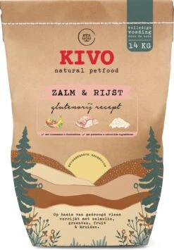 Kivo Petfood Hondenbrokken Zalm & Rijst 14 Kg Koudgeperst - Glutenvrij