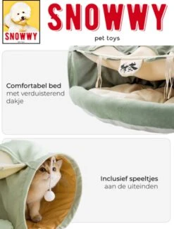 SNOWWY - Kattentunnel Met Kattenmand In één - Origineel En Uniek Design - Kattenhuis - Kattenhuis - Kat Kussen - Kattenbed - Matcha Groen -Exporteren Alles Voor Honden Winkel 910x1200