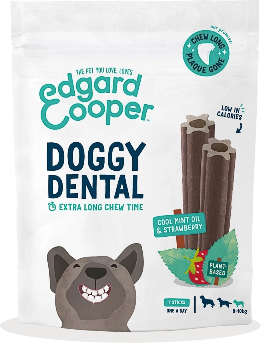 Merkloos Edgard & Cooper Doggy Dental Sticks Aardbei - Frisse Muntolie Small 3 Merkloos Edgard & Cooper Doggy Dental Sticks Aardbei - Frisse Muntolie Small