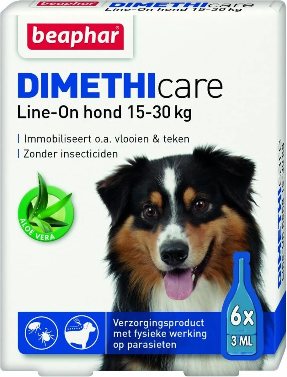 Beaphar Dimethicare Line-on Vlooien- En Tekenmiddel Hond - 15 Tot 30 Kg - 6 Pipetten 3 Beaphar Dimethicare Line-on Vlooien- En Tekenmiddel Hond - 15 Tot 30 Kg - 6 Pipetten