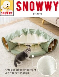 SNOWWY - Kattentunnel Met Kattenmand In één - Origineel En Uniek Design - Kattenhuis - Kattenhuis - Kat Kussen - Kattenbed - Matcha Groen -Exporteren Alles Voor Honden Winkel 932x1200 3