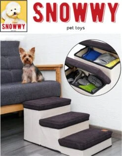 SNOWWY - Hondentrap Met Opslagruimte - Honden Loopplank Met Handige Opslagvakje - Hondenloopplanken - Inklapbaar - Huisdier Opstap - Hondentrapje - Grijs -Exporteren Alles Voor Honden Winkel 945x1200 1