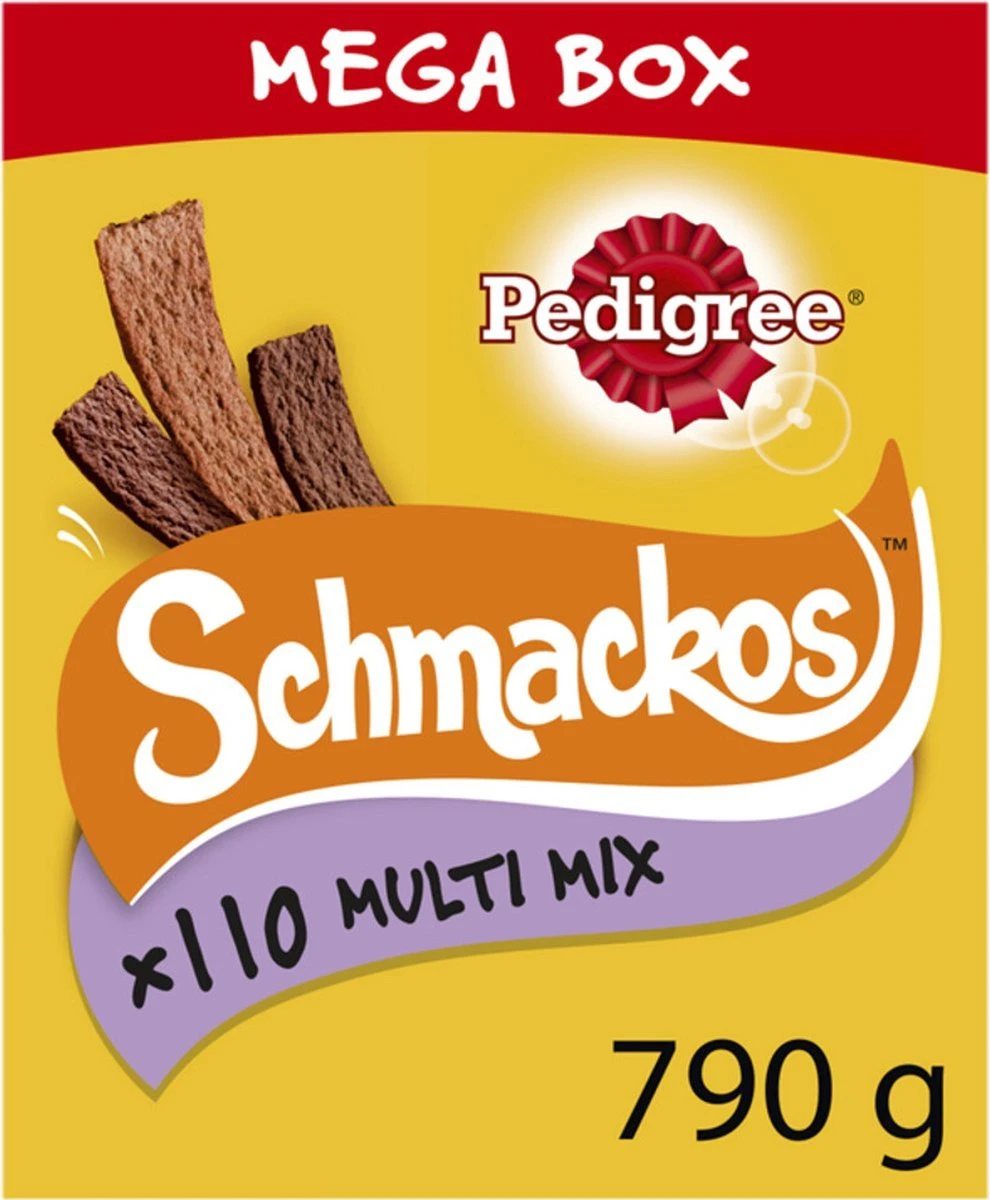 Pedigree Schmackos Megabox Hondensnacks - 110 Stuks 3 Pedigree Schmackos Megabox Hondensnacks - 110 Stuks