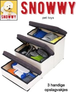 SNOWWY - Hondentrap Met Opslagruimte - Honden Loopplank Met Handige Opslagvakje - Hondenloopplanken - Inklapbaar - Huisdier Opstap - Hondentrapje - Grijs -Exporteren Alles Voor Honden Winkel 999x1200 9